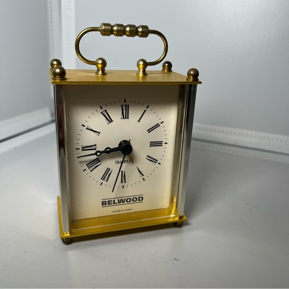Vintage Belwood Gold-tone Quartz Carriage Clock With Alarm Works! - Picture 1 of 4